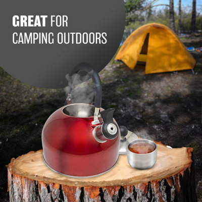 Campfire Stainless Steel Whistling Kettle Red 2.5L