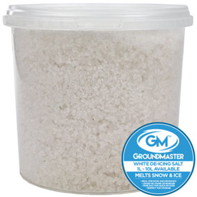 2.5L TUB OF PREMIUM QUALITY WHITE ROCK SALT DEICING FOR SNOW AND ICE FROST MELT