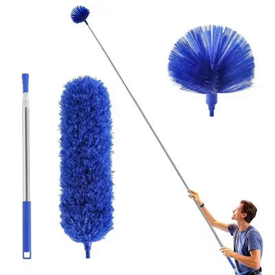 2.5M Extendable Ceiling and Spider Web Duster Broom Set of 3 Blue