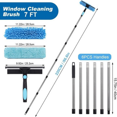 2.5m Extendable Window Cleaner 2 in 1 Cleaning Tool with Long Handle