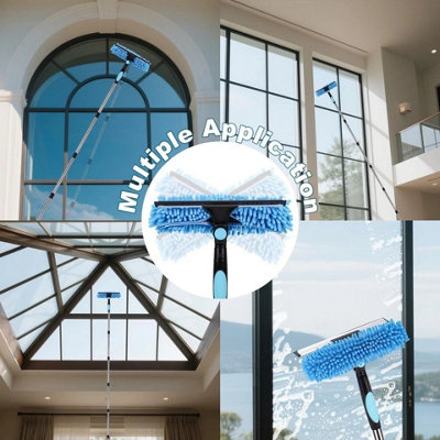 2.5m Extendable Window Cleaner 2 in 1 Cleaning Tool with Long Handle