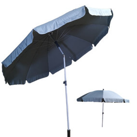 2.5m Extending Parasol Umbrella with Tilt Action for Garden or Patio in Grey