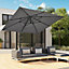 2.5M Large Rotatable Tilting Garden Rome Umbrella Cantilever Parasol Sun Shade Crank Lift with Cross Base, Dark Grey