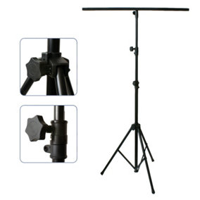 2.5m Lighting Stand & 4 Light Mounting T Bar Adjustable Photography Tripod Kit