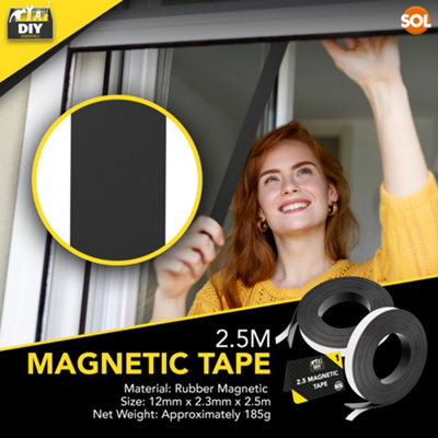 2.5m Magnetic Tape Self Adhesive, 12mm x 2.3mm Adhesive Magnetic