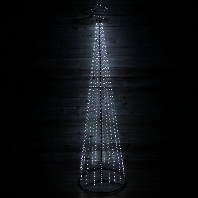 2.5m Outdoor Maypole Christmas Tree with 884 Ice White 10% Flashing LEDs