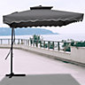 2.5M Patio Garden Parasol Cantilever Hanging Umbrella with Cross Base, Dark Grey