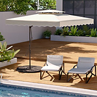 2.5M Patio Garden Parasol Cantilever Hanging Umbrella with Fan Shaped Base, Beige