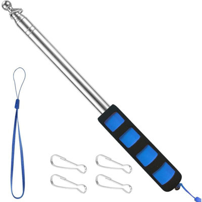 2.5m Telescopic Flag Pole Flagpole with 4 Hooks Portable Flag Pole for ...