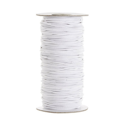 2.5mm Elastic Cord, Thread Beading String Round Cord Stretchy Elastic, White - 25 Metres