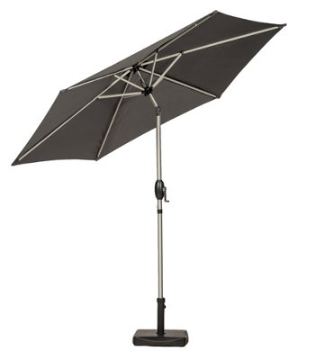 2.5mtr Crank and Tilt Parasol - Aluminium/Polyester - L250 x W250 x H225 cm - Grey