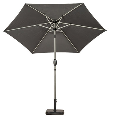 2.5mtr Crank and Tilt Parasol - Aluminium/Polyester - L250 x W250 x H225 cm - Grey - 3