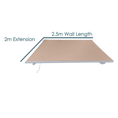 2.5x2m Beige Manual Retractable Awning