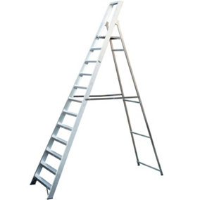 2.6m Aluminium Platform Step Ladders -12 Tread-4.2m Work Height HEAVY DUTY Steps