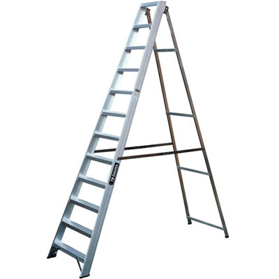 2.6m Aluminium Swingback Step Ladders 12 Tread Professional Lightweight ...