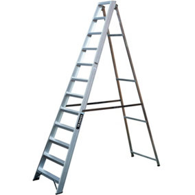 2.6m Aluminium Swingback Step Ladders 12 Tread Professional Lightweight Steps