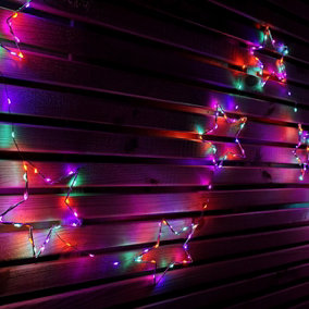 2.6m Set of 10 Star Curtain Lights 227 Rainbow LEDs Microbrights String Lights