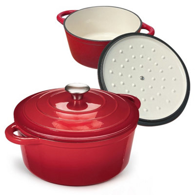 2.7L Round Casserole Dish Cast Iron Ceramic Induction And Gas Safe ...