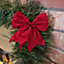 2.7m (9ft) x 20cm Christmas Premier Green Tinsel Garland with 6 Red Velvet Bows