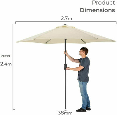 2.7m Crank Open Cream Garden Parasol - 6