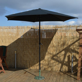 2.7m Diameter Wind Up Garden Parasol Sun Shade in Black