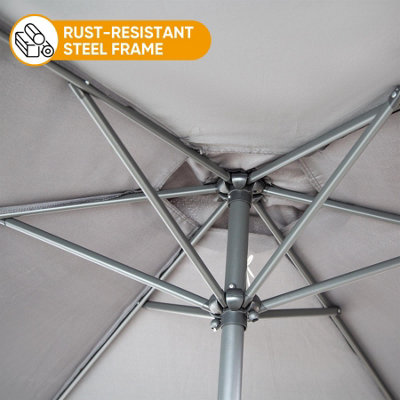 2.7M Garden Parasol Umbrella - Grey - 4