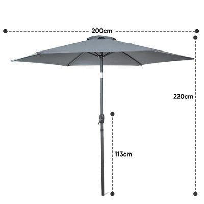 2.7M Garden Parasol Umbrella - Grey - 6