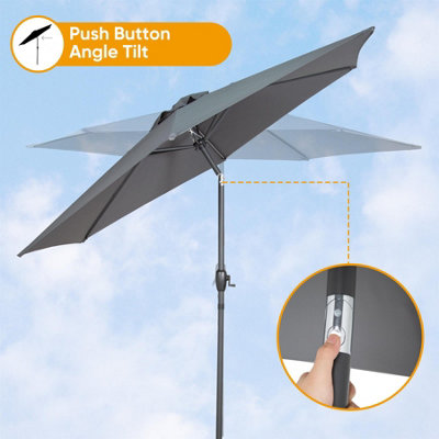 2.7M Garden Parasol Umbrella - Grey - 8