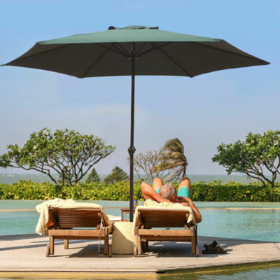 2.7M Garden Wind Up Parasol - Green | DIY at B&Q