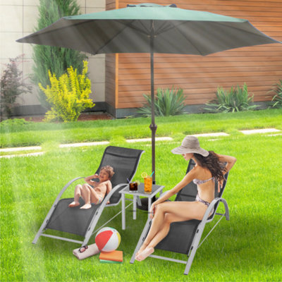 2.7M Garden Wind Up Parasol - Green