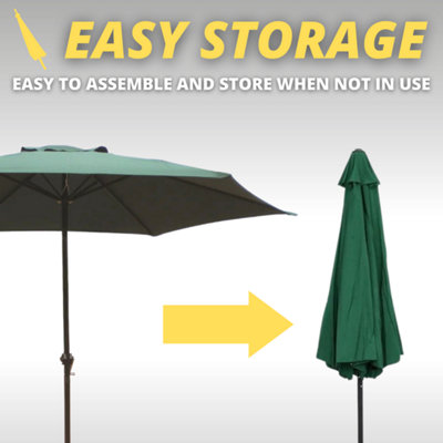 2.7M Garden Wind Up Parasol - Green - 3