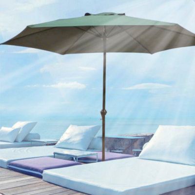 2.7M Garden Wind Up Parasol - Green - 4