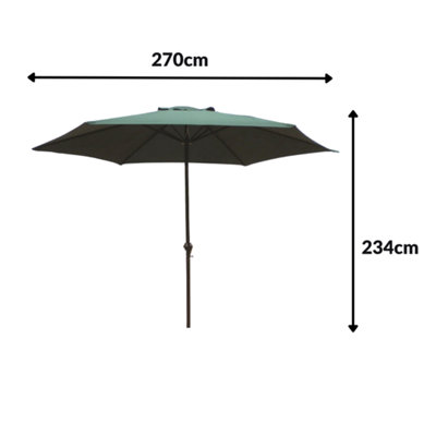 2.7M Garden Wind Up Parasol - Green - 6