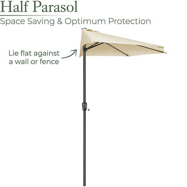 2.7m Half Parasol Garden Balcony Umbrella Steel Crank Handle 2.7m Half Parasol Garden Balcony Umbrella Steel Crank Handle