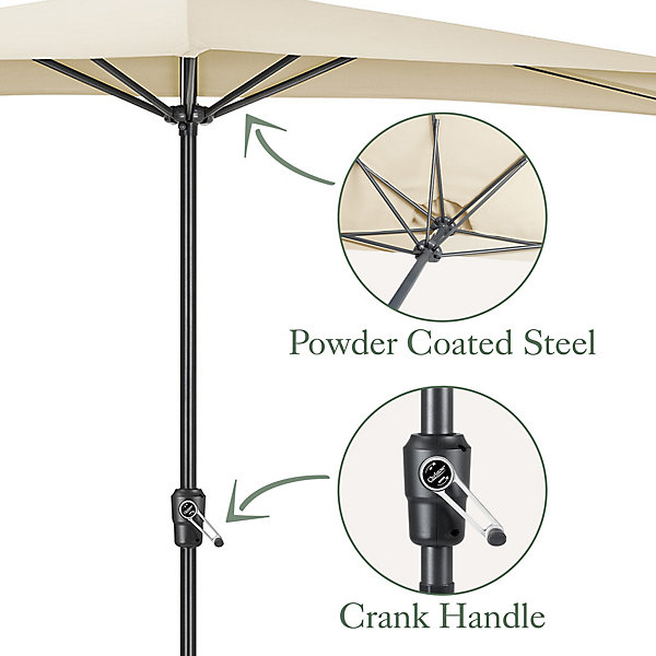 2.7m Half Parasol Garden Balcony Umbrella Steel Crank Handle 2.7m Half Parasol Garden Balcony Umbrella Steel Crank Handle