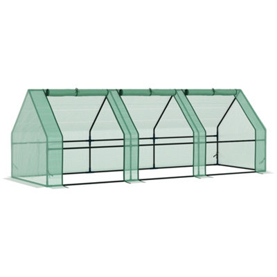 2.7M Steeple Polytunnel Greenhouse Poly Tunnel Green Hot House Steel Frame New