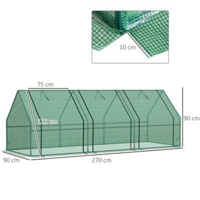 2.7M Steeple Polytunnel Greenhouse Poly Tunnel Green Hot House Steel Frame New - 3