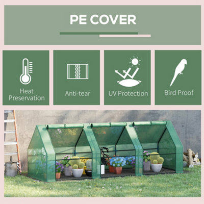 2.7M Steeple Polytunnel Greenhouse Poly Tunnel Green Hot House Steel Frame New - 4