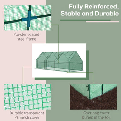 2.7M Steeple Polytunnel Greenhouse Poly Tunnel Green Hot House Steel Frame New - 5
