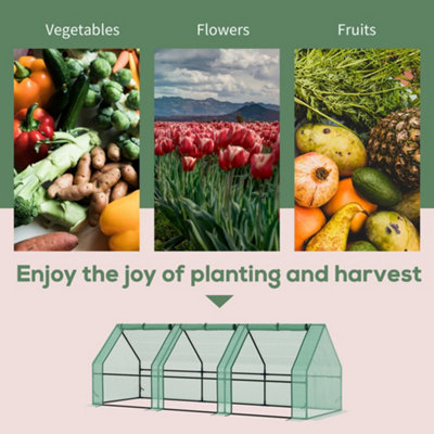 2.7M Steeple Polytunnel Greenhouse Poly Tunnel Green Hot House Steel Frame New - 6