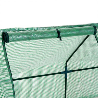 2.7M Steeple Polytunnel Greenhouse Poly Tunnel Green Hot House Steel Frame New - 8