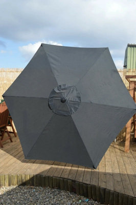 2.7m Wind Up Black Garden Parasol - 4