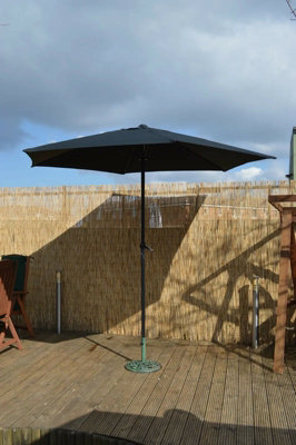 2.7m Wind Up Black Garden Parasol - 5