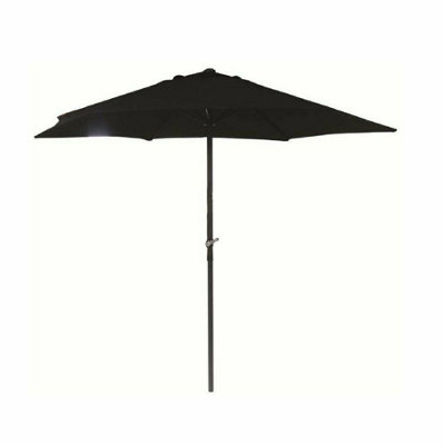 2.7m Wind Up Black Garden Parasol - 9
