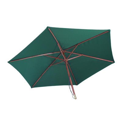 2.7m Wooden Market Parasol Green