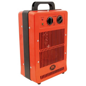 2.8kW Electric Industrial Fan Space Heater with 3 Settings, Carry Handle, Thermostat & Tip Over Safety Cut Out - H39 x W23 x D14cm