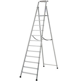 2.8m MAX STABILITY Platform Step Ladders 12 Tread Anti Slip Aluminium DIY Steps