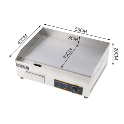 2.9kw Flat Top Stainless Steel Electric Countertop Kitchen Griddle with Temperature Control - 6