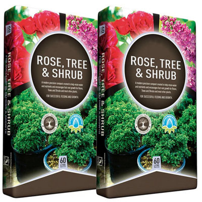 2 Bags (120 Litres) 60L Rose Tree & Shrub Compost For Small & Large Plants Gardening Compost