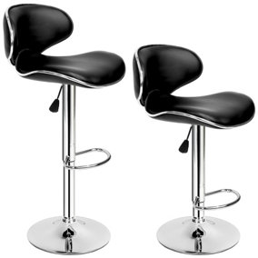 2 bar stools Bassi made of artificial leather - black